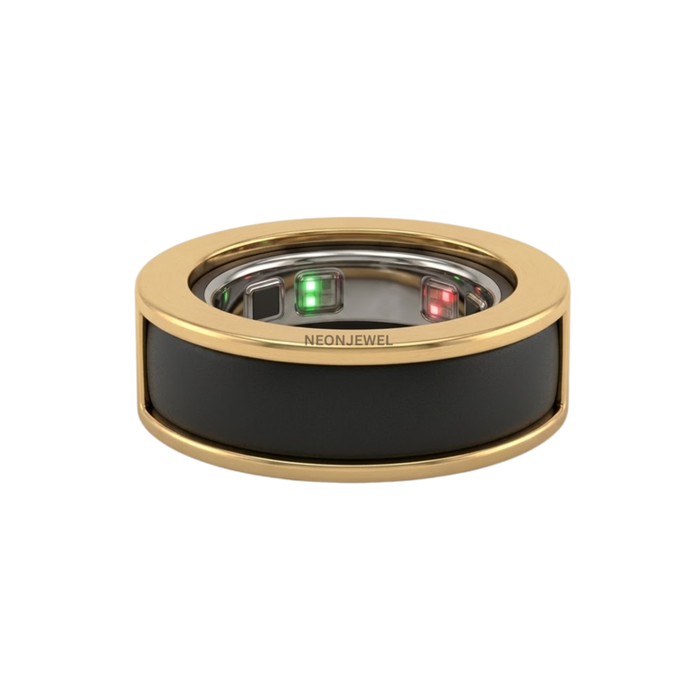 The "Stargazer" Oura Ring 4, 5 Cover – Satin Gold with Pavé Celestial Motifs