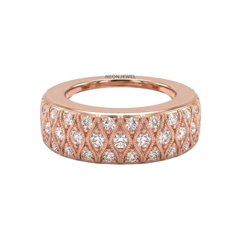 Vintage Woven Lattice Oura Ring Cover | Rose Gold Crystal Smart Ring Protector | Antique Milgrain Pattern Smart Tech Jewelry