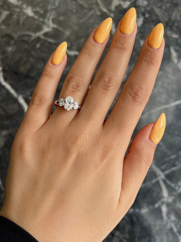 3.00 Ct Oval Cut Moissanite Three Stone Engagement Ring