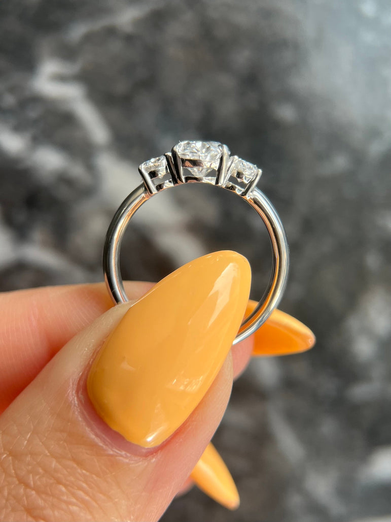 3.00 Ct Oval Cut Moissanite Three Stone Engagement Ring