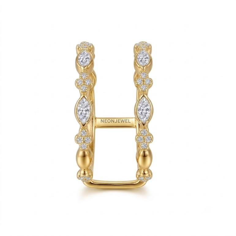 Vintage-Inspired Marquise Crystal Oura Ring Cover | Floral & Leaf Accent Smart Ring Enhancer Set