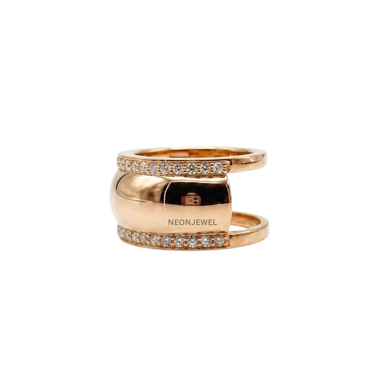 Contoured Gold Oura Ring Cover | Luxury Dual-Row Pavé Crystal Smart Ring Protector