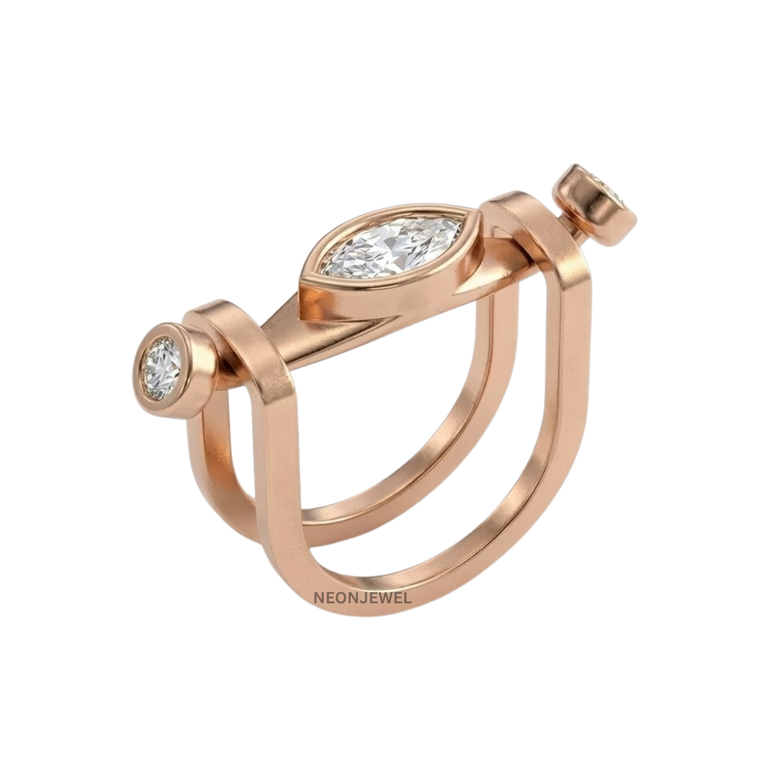 Gold Marquise Diamond Oura Ring Cover | Luxury Smart Ring Protector | 14K Gold Plated Crystal Oura Ring Jacket