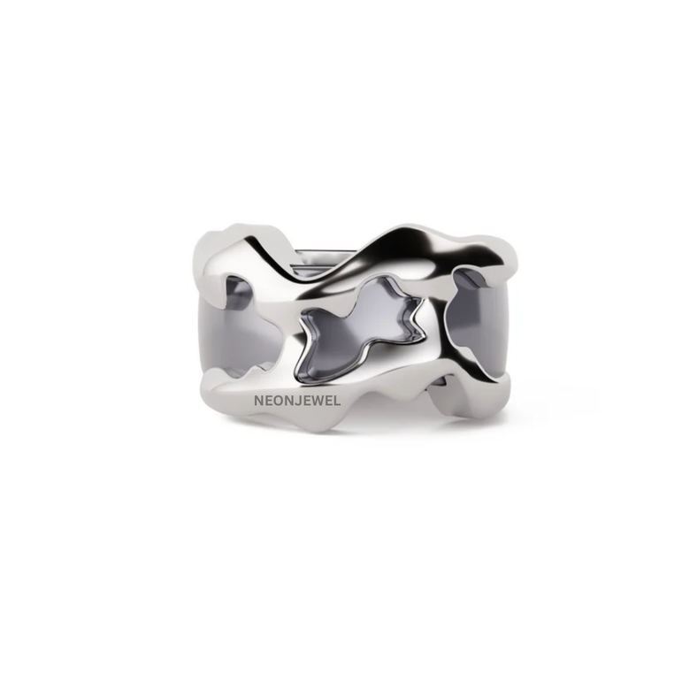 Abstract Open-Work Gold Oura Ring 5 Accessory