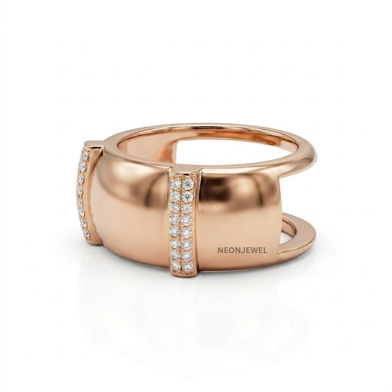 Open-Design Gold Oura Ring 4, 5 Cover | Luxury Diamond-Accented Smart Ring Guard