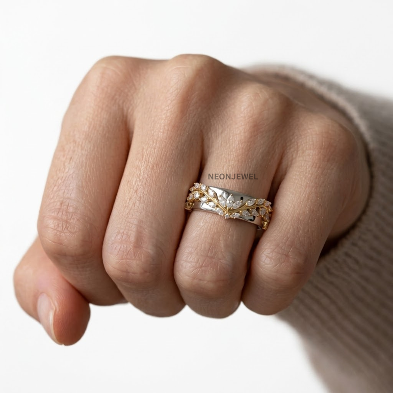 Luxury Marquise Ring Cover • Gold Vine Smart Ring Enhancer Jacket • Vintage Crown Ring Guard