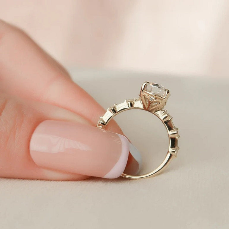 Oval Cut Moissanite Engagement Ring 3.00 Ct Colorless Oval Moissanite Wedding Ring