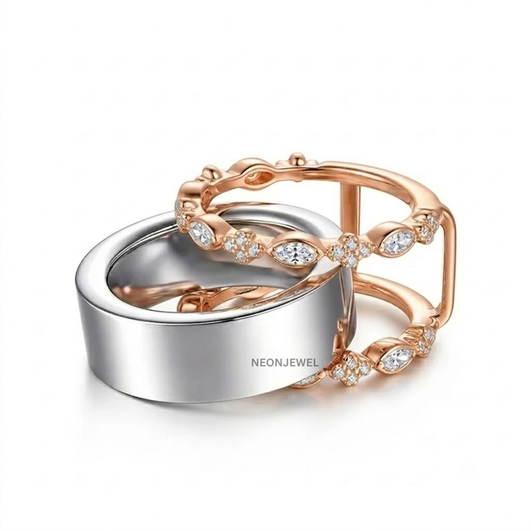 Vintage-Inspired Marquise Crystal Oura Ring Cover | Floral & Leaf Accent Smart Ring Enhancer Set