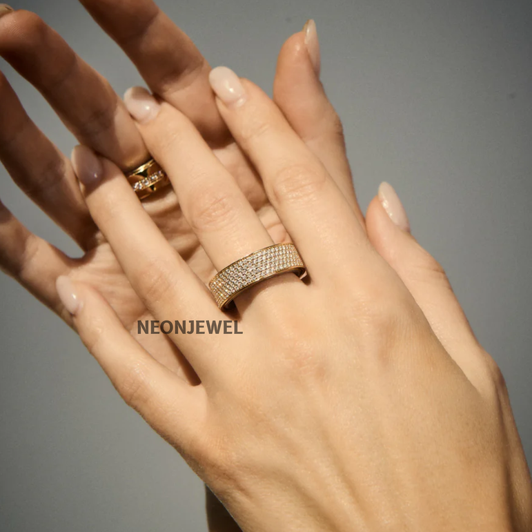 Diamond Oura Ring Cover Pave Moissanite 14k Gold Luxury Smart Tech Jewelry Band