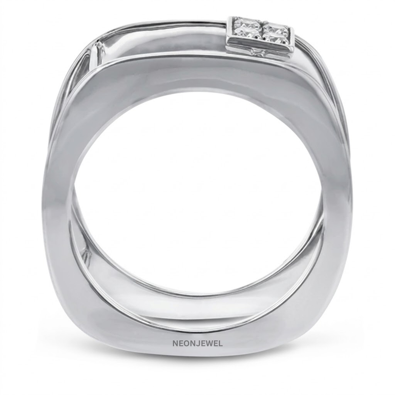 Luxury Soft Square Smart Ring Cover Jacket | Two-Tone Contemporary Ring Enhancer | Elegant Geometric Statement Ring Guard