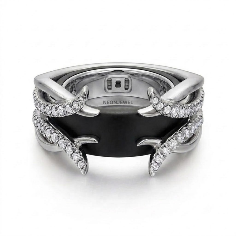Gothic Claw Ring Enhancer Guard, Intertwined Thorn Smart Ring Jacket, Two-Tone Statement Ring Cover for Smart Rings