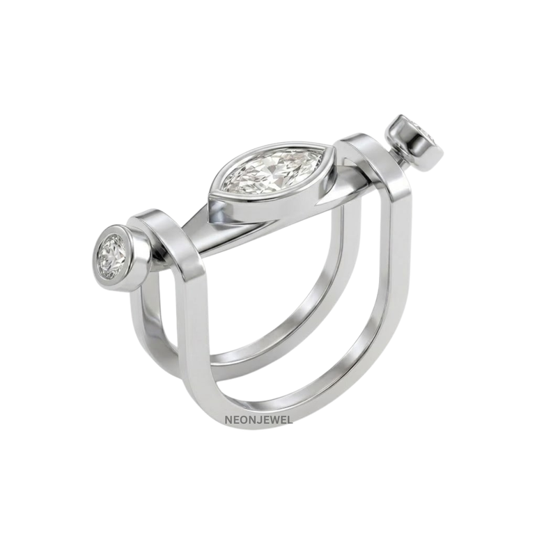 Gold Marquise Diamond Oura Ring Cover | Luxury Smart Ring Protector | 14K Gold Plated Crystal Oura Ring Jacket