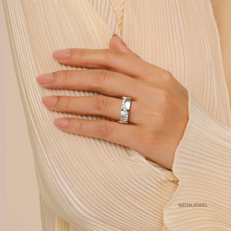 Luxury Wave Smart Ring Guard – Crystal Encrusted Statement Ring Cover Overlay