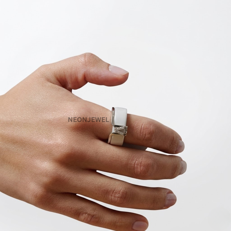 Custom Initial Smart Ring Cover Jacket for Oura Ring Gen 5 • 14k Gold Diamond Letter Monogram Oura Guard • Personalized Tech Jewelry Ring Enhancer