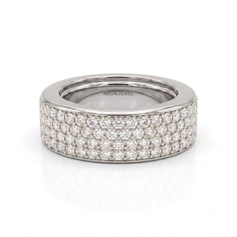 Luxury Full Pavé Oura Ring Cover | 4-Row Crystal Eternity Smart Ring Shield | High-Bling Diamond Smart Tech Jewelry Protector
