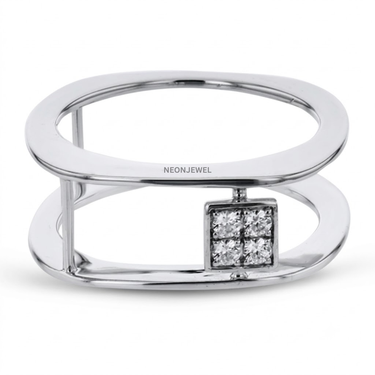 Luxury Soft Square Smart Ring Cover Jacket | Two-Tone Contemporary Ring Enhancer | Elegant Geometric Statement Ring Guard
