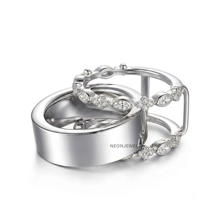 Vintage-Inspired Marquise Crystal Oura Ring Cover | Floral & Leaf Accent Smart Ring Enhancer Set