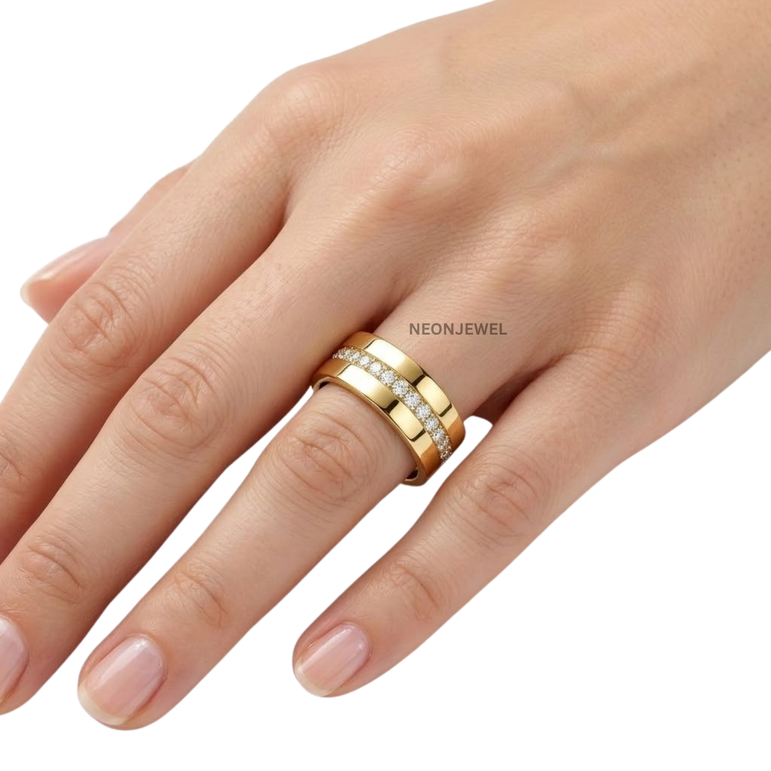 Minimalist Open-Band Oura Ring Cover | Gold Plated Smart Ring Protector with Single Row Crystal Accent