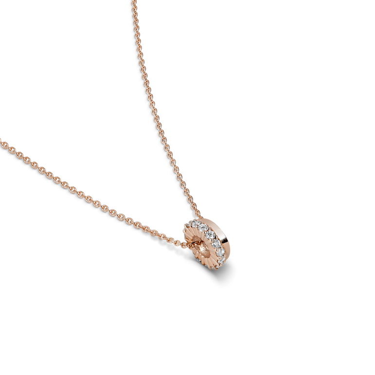 Diamond Bead Charm Necklace Pave Diamond Rondels Pendant Sparkling Lab Grown Diamond Minimalist Everyday Charm Necklace