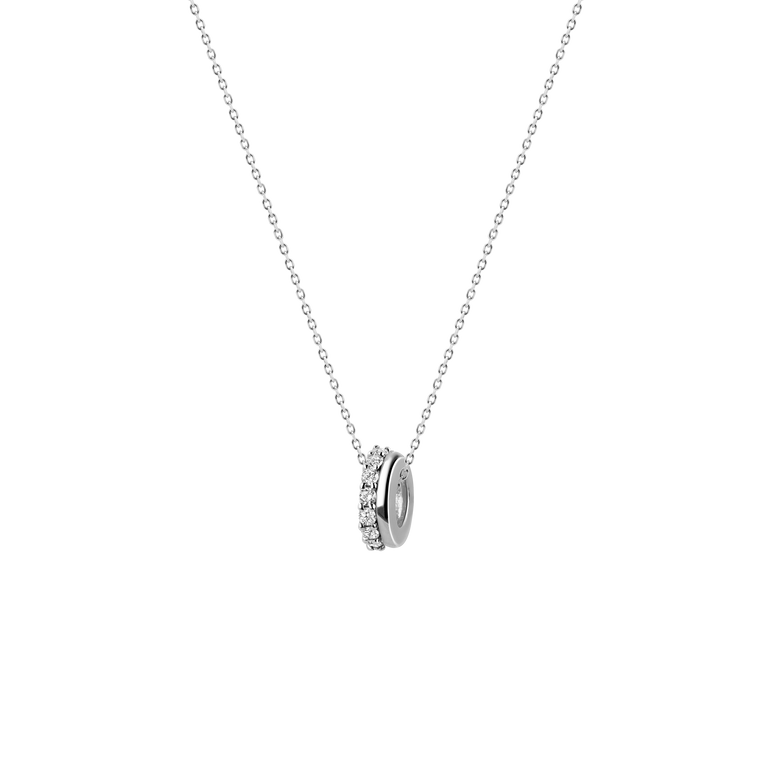 Diamond Bead Charm Necklace Pave Diamond Rondels Pendant Sparkling Lab Grown Diamond Minimalist Everyday Charm Necklace