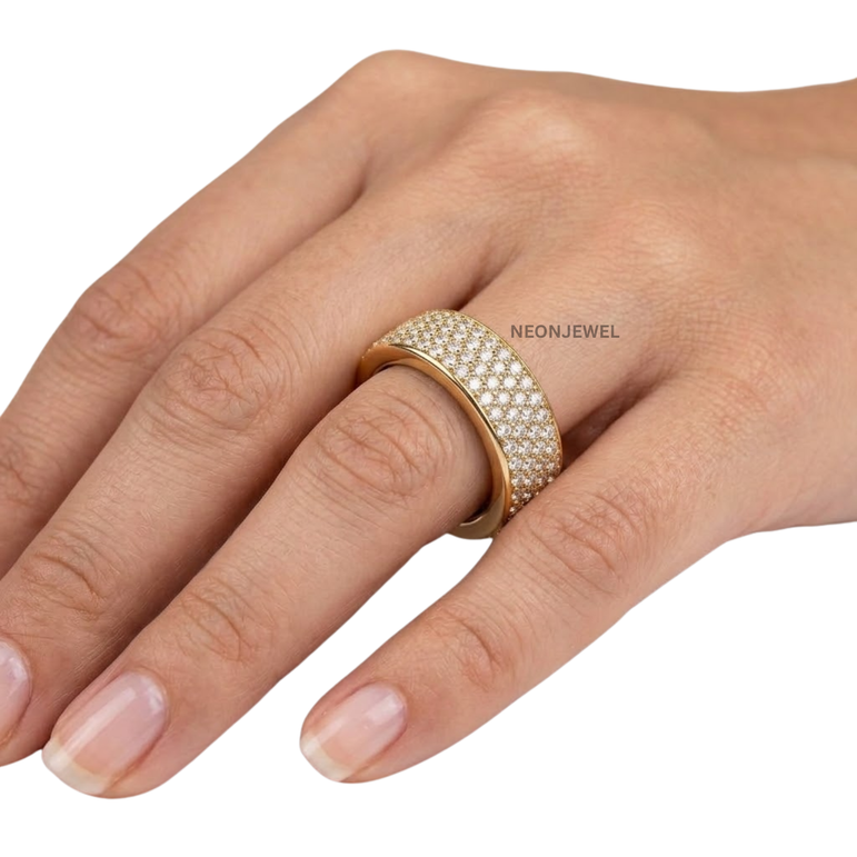 Luxury Full Pavé Oura Ring Cover | 4-Row Crystal Eternity Smart Ring Shield | High-Bling Diamond Smart Tech Jewelry Protector