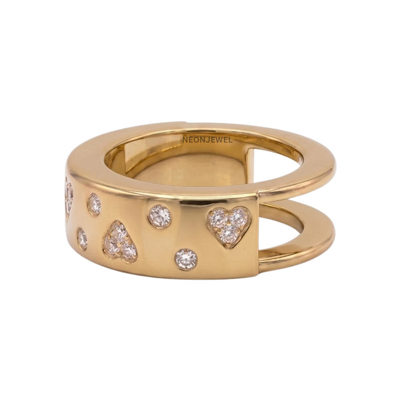 The "Sweetheart" Oura Ring Cover 4, 5 – Satin Gold with Pavé Hearts & Crystals
