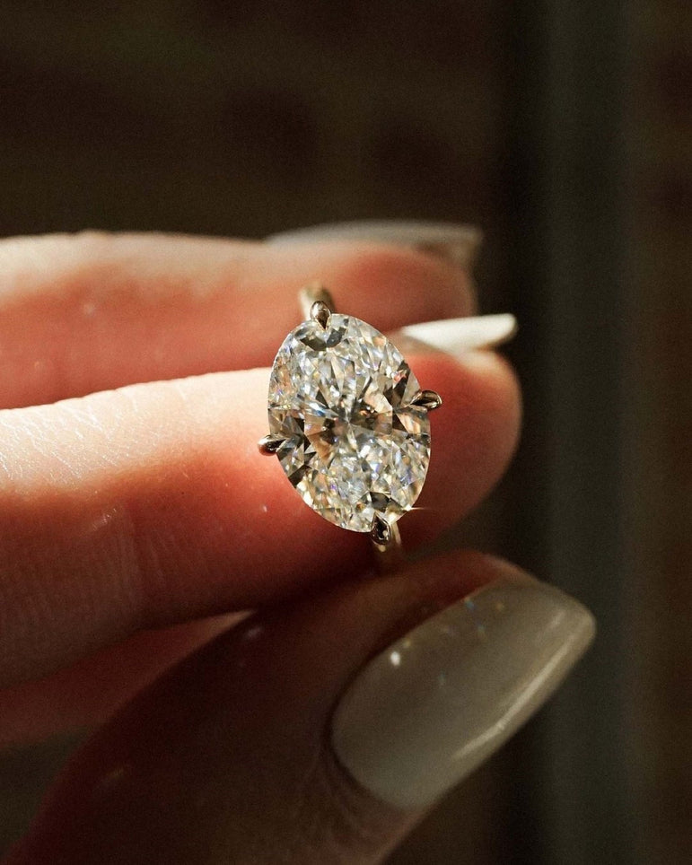 Oval Moissanite Engagement Ring East West Moissanite Wedding Ring Oval Cut Ring Anniversary Gift Ring