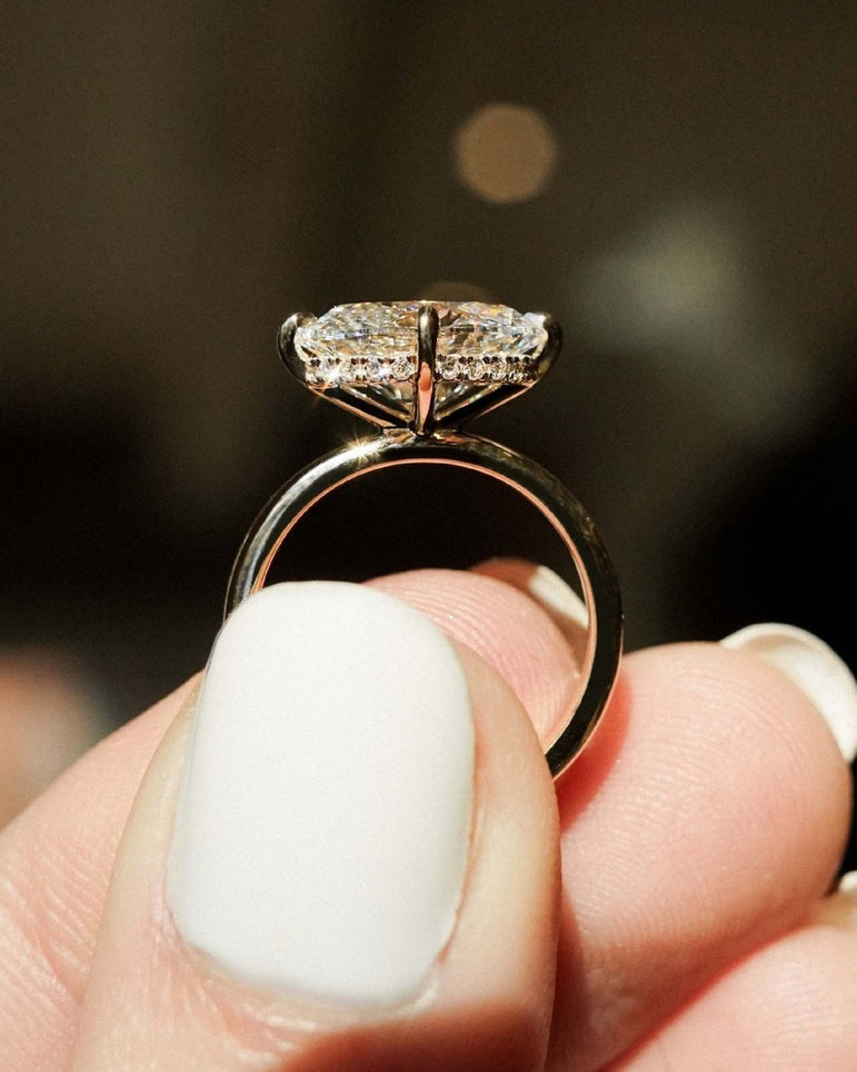 Oval Moissanite Engagement Ring East West Moissanite Wedding Ring Oval Cut Ring Anniversary Gift Ring