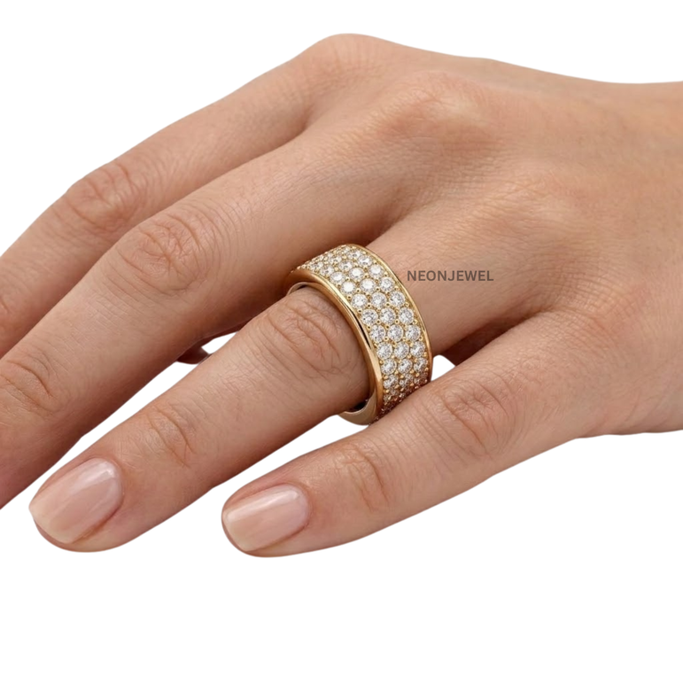 Luxury Full Pavé Oura Ring Cover | 4-Row Crystal Eternity Smart Ring Shield | High-Bling Diamond Smart Tech Jewelry Protector