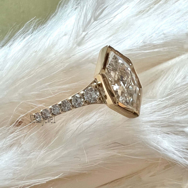 2.20 Ct Dutch Marquise Moissanite Engagement Ring 14K Solid Yellow Gold Diamond Ring