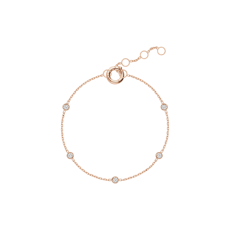 Bezel Set Dainty Diamond Bracelet 14k 18k Real Solid Gold Round Cut Diamond Minimalist Layering Everyday Solitaire Chunky Chain Bracelet