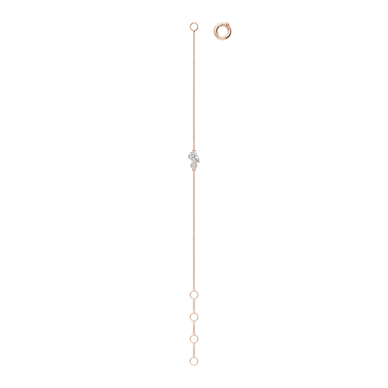 Dainty Diamond Bracelet 14k Solid Gold Pear And Round Cut Lab Grown Diamond Minimalist Layering Everyday Solitaire Chunky Chain Bracelet