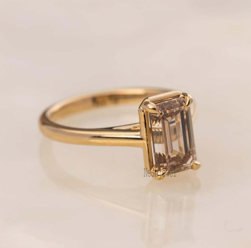 2.00 Ct Brown Moissanite Engagement Ring 14K Solid Gold Solitaire Diamond Ring