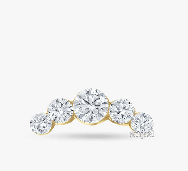 Florence Sparkle five diamond Invisible Set Open Curve Threaded 14K Gold Stud Earring