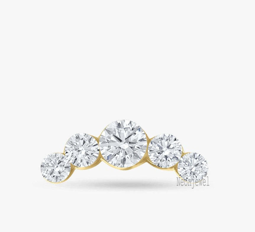 Florence Sparkle five diamond Invisible Set Open Curve Threaded 14K Gold Stud Earring