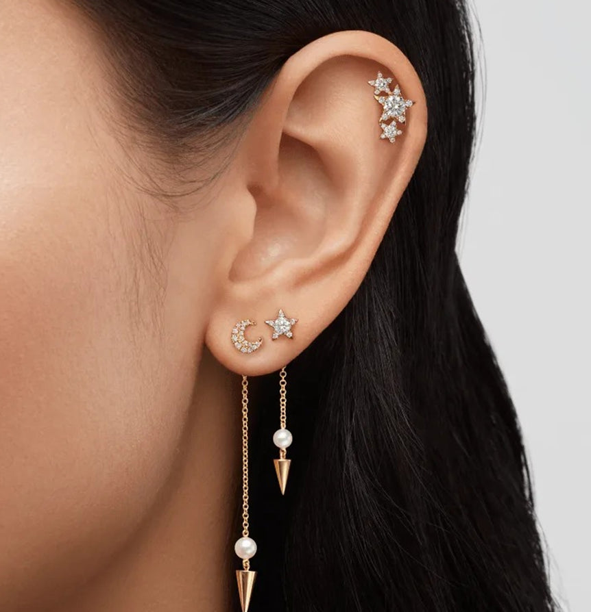 Skylar Natural Diamond Stud, Star Cluster Earring for women, Star Earring For Girl