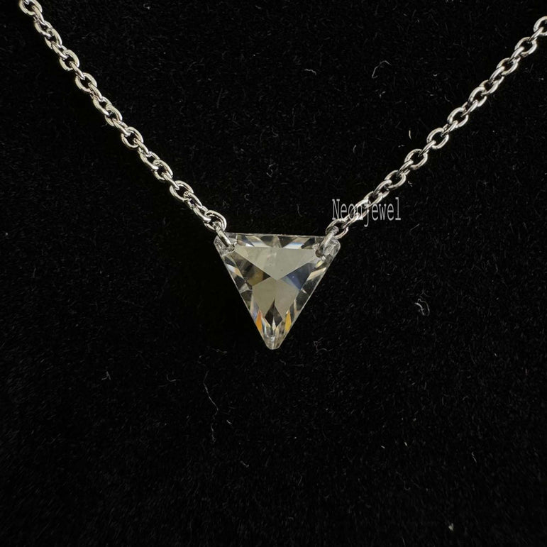 14k Solid Gold Dill Diamond Necklace 8 MM Triangle Moissanite Charm Necklace