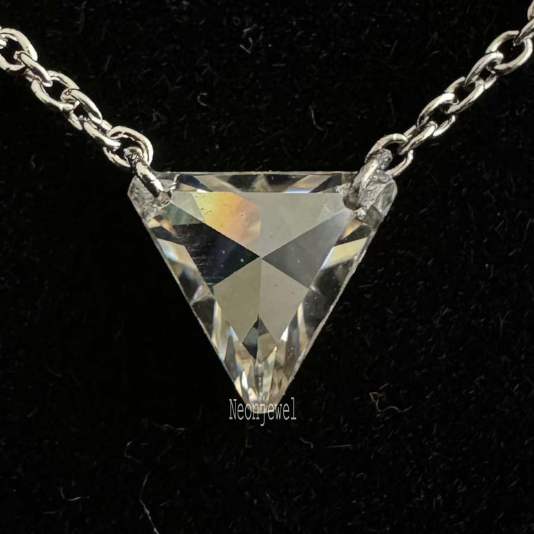 14k Solid Gold Dill Diamond Necklace 8 MM Triangle Moissanite Charm Necklace