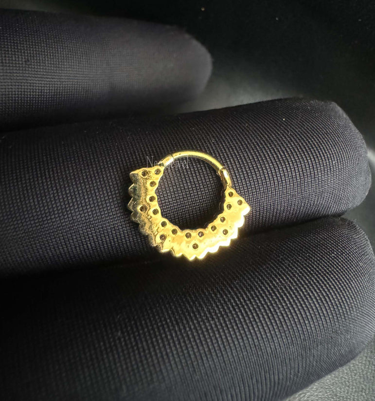 Diamond Horizontal Eternity Hoop Earring CVD Diamond Clicker 16g Septum Daith Earring