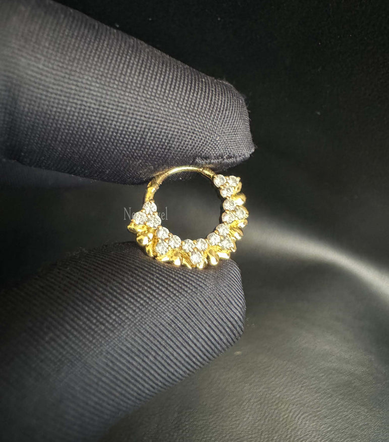 Diamond Horizontal Eternity Hoop Earring CVD Diamond Clicker 16g Septum Daith Earring