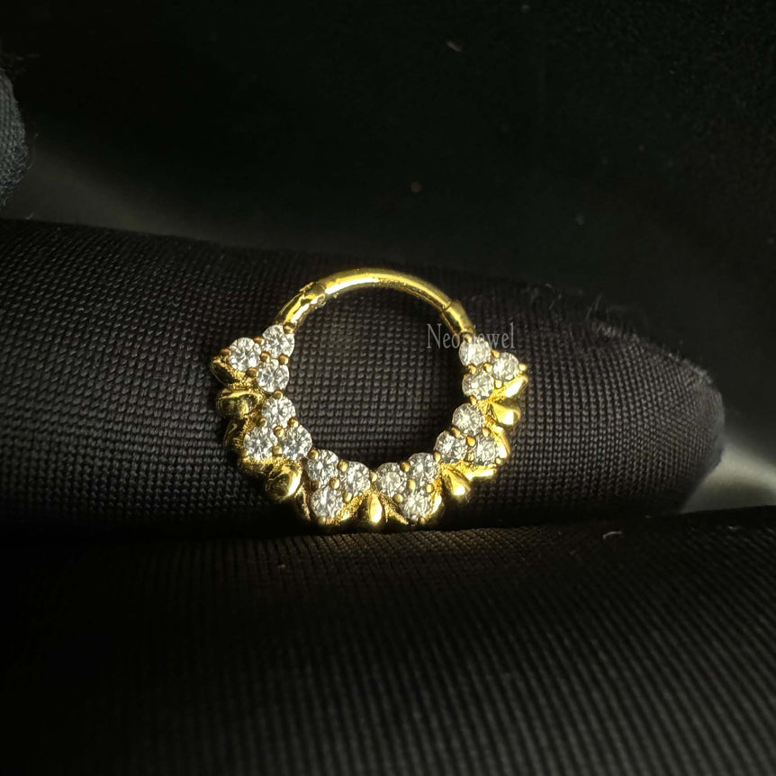 Diamond Horizontal Eternity Hoop Earring CVD Diamond Clicker 16g Septum Daith Earring