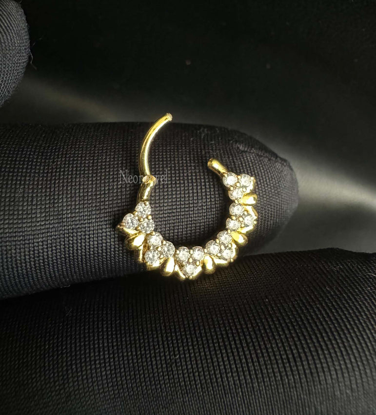 Diamond Horizontal Eternity Hoop Earring CVD Diamond Clicker 16g Septum Daith Earring