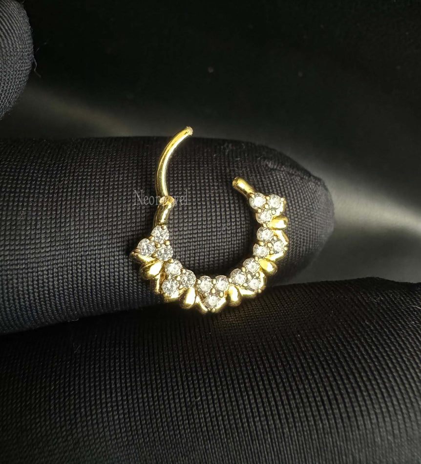 Diamond Horizontal Eternity Hoop Earring CVD Diamond Clicker 16g Septum Daith Earring