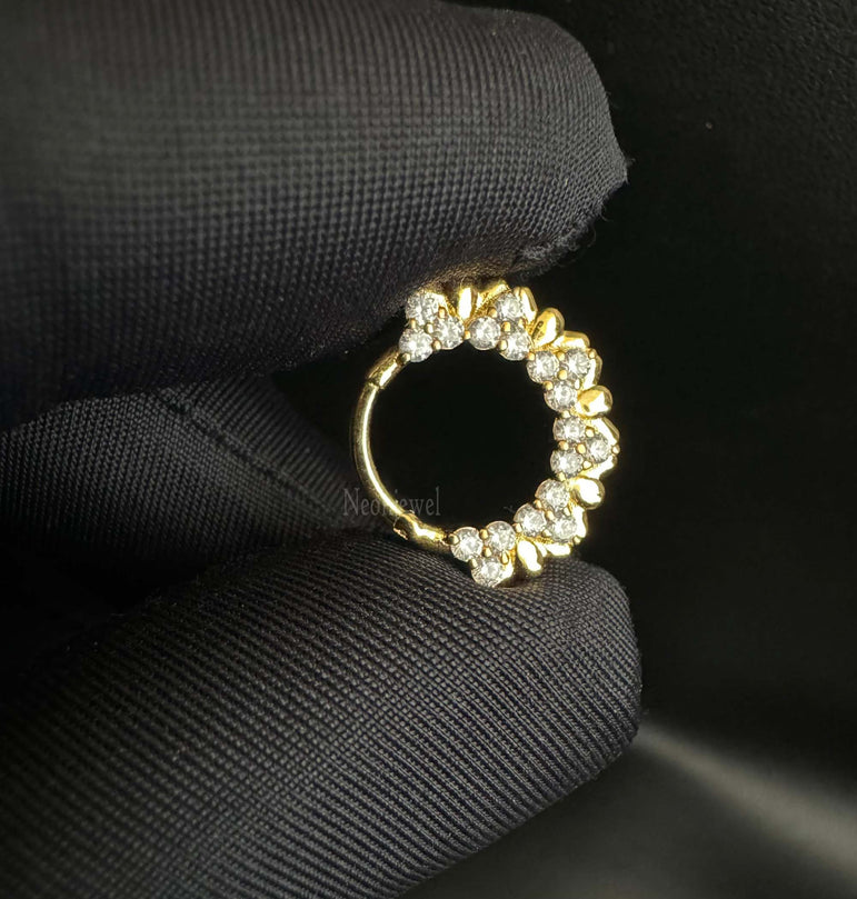 Diamond Horizontal Eternity Hoop Earring CVD Diamond Clicker 16g Septum Daith Earring