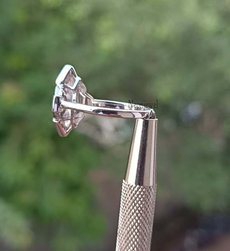 Dutch Marquise Moissanite Engagement Ring 3 Ct Diamond Half Bezel Set Ring Three Stone Ring For Women