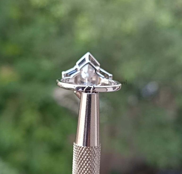 Dutch Marquise Moissanite Engagement Ring 3 Ct Diamond Half Bezel Set Ring Three Stone Ring For Women