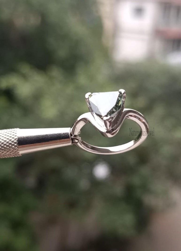 Cyan Blue Moissanite Engagement Ring 1.60 Ct Trillion Moissanite Wedding Ring Solitaire Diamond Ring