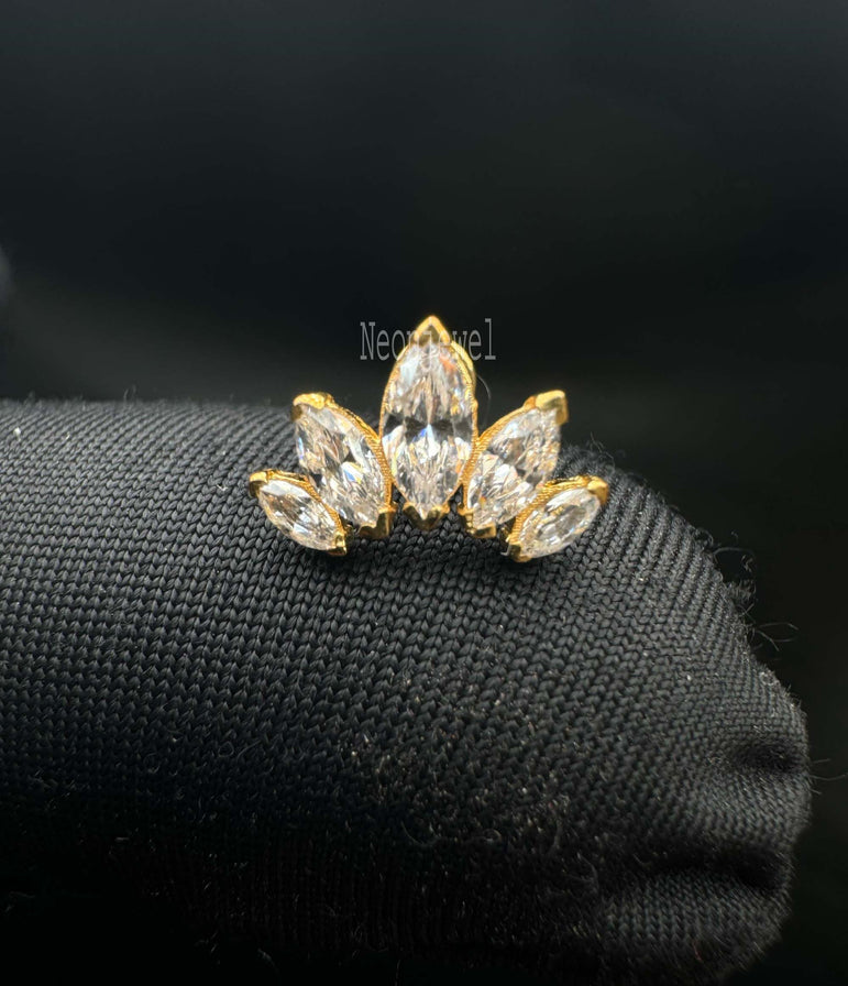 Marquise Diamond Cartilage Earring 14K Gold Marquise Tragus Piercing Gold Stud Earring Diamond Helix Piercing