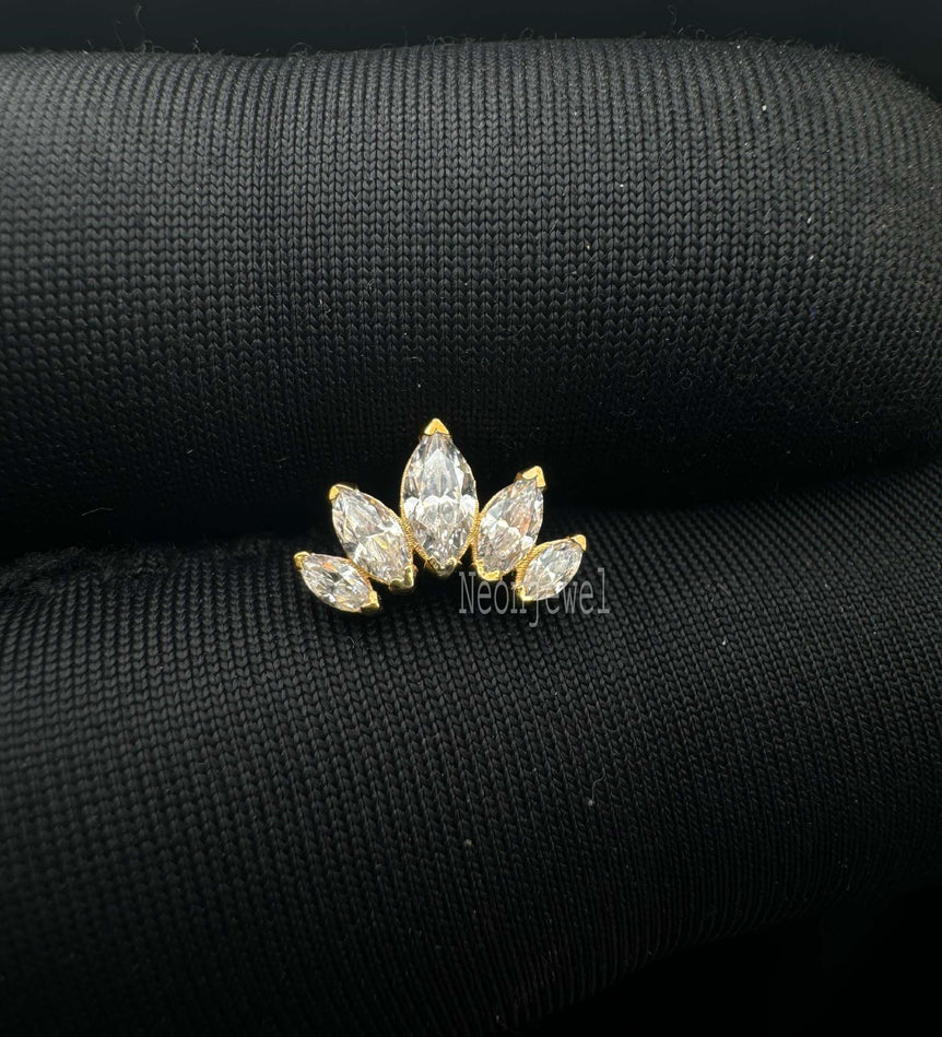 Marquise Diamond Cartilage Earring 14K Gold Marquise Tragus Piercing Gold Stud Earring Diamond Helix Piercing