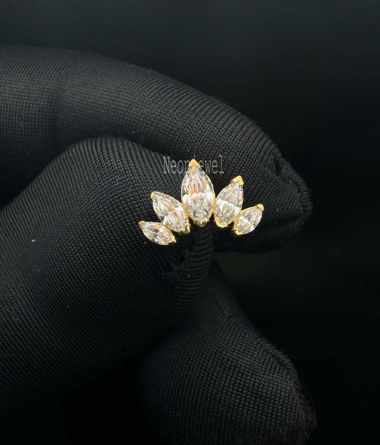 Marquise Diamond Cartilage Earring 14K Gold Marquise Tragus Piercing Gold Stud Earring Diamond Helix Piercing